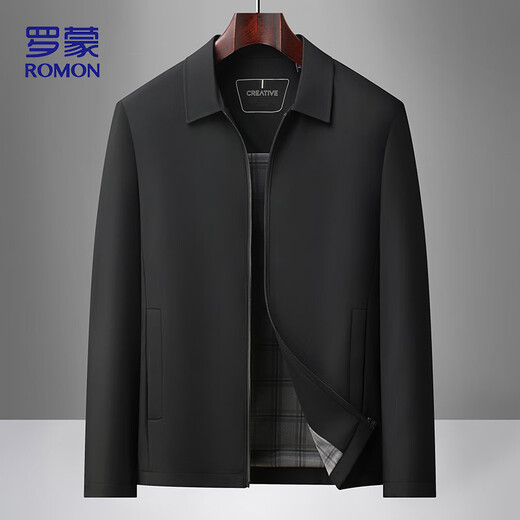 
ROMON Executive Jacket Men's Jacket Men's Autumn Casual Lapel Hall Style Middle-aged and Elderly Daddy Outfit 2539 Navy Blue XL