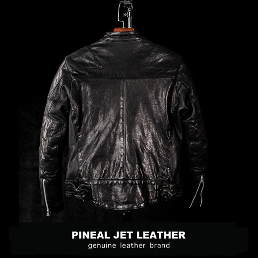 PJL Новая мужская мотоциклетная мужская кожаная куртка Beckham в японском стиле ретро, ​​классическая воловья кожа с наклоном Beckham, черная XS (115Jin Jin равна менее 0,5 кг)