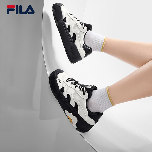 Zapatos de mujer Fila Fila Fila, zapatos de huevo de Yang Mi, zapatos deportivos, 2025 Autumn Nuevos zapatos blancos casuales y versátiles, leche blanca/negra 37.5