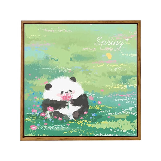 熊猫花花diy填充涂色手工手绘涂鸦卡通丙烯油彩画装饰画 hy3888 60*60cm加厚实木内框+装饰外框