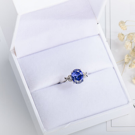 Fat Donglai's same style sapphire ring for women S925 silver tanzanite ring live ring for women gemstone jewelry jewelry ring 925 silver platinum plated live ring