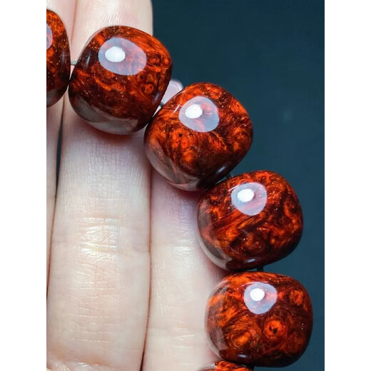 胖东来同款海黄黄花梨手串正宗孤品老料炫影炫纹大规格桶珠收藏男 桶珠带留疤18*20mm