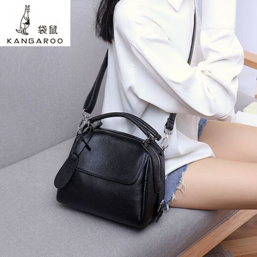 Kangaroo first layer cowhide bag women's bag new fashion original temperament versatile genuine leather large capacity portable shoulder crossbody bag