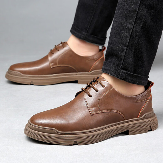 LeoSoxs2025 Herbst und Winter Leder Schuhe Männer lässige britische Martin Boots Männer echt i Leder koreanischer Stil Trendy Arbeitsschuhe Low Top Männerschuhe 100 Brown 9922 44