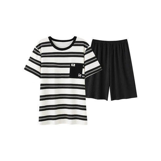 COLORFUL GEMS cotton pajamas men's summer short-sleeved 2025 new men's large-size home clothing set HDE9928 L men: