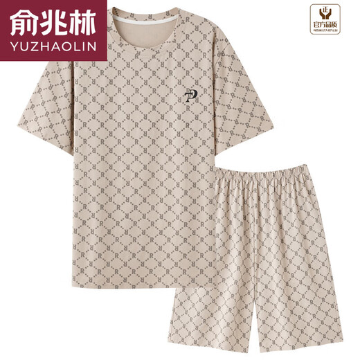 Yu Zhaolin (Yuzhaolin) Herren-Pyjamas Sommer Dünne kurzärmelige Hosen Pullover mittlerer und älterer Vater Lose großer Heimkleidung Y9712 L