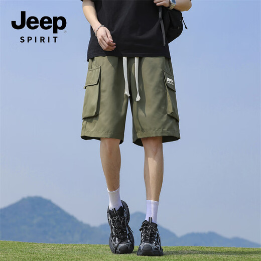 JEEP SPIRIT shorts men's summer new casual trend loose five-point cool work pants 717 black XL