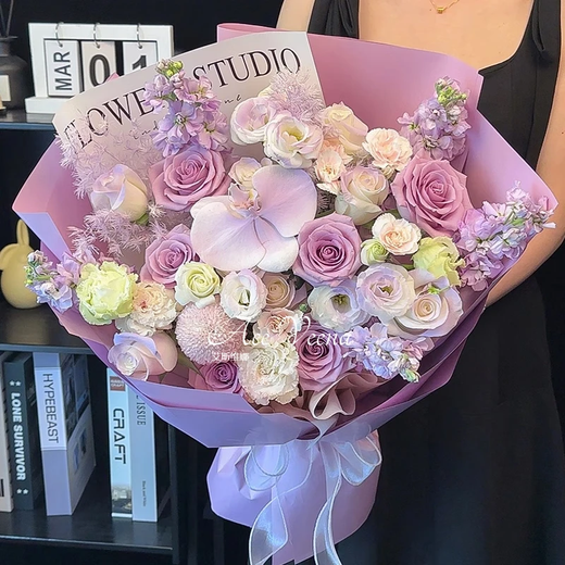 Eswina Flower Express Sunflower Mixed and Matched Bouquets Birthday Gifts Nationwide Delivery Purple Rose Mixed and Matched Bouquets