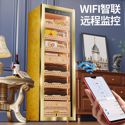 Bai Kailun cigar cabinet intelligent precision constant temperature and humidity cigar cultivation household commercial cigar humidifier cedar wood liner WIFI ammonia removal compressor air-cooled frost-free silent independent embedded 1.8 meters | 2 bare culture + 5 baskets | cedar wood liner thin section