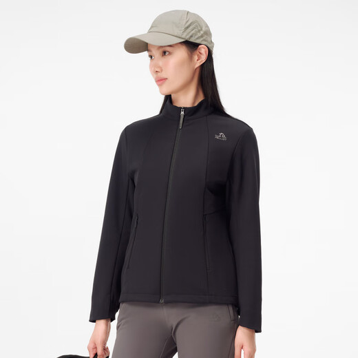 Pelliot (Pelliot) Weichschalenjacke für Frauen Outdoor Wanderanzug Ständer Slim Windproof plus samische Jacke für Frauen Stil Twilight Black S