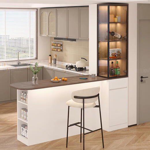 Wenshiou Sideboard integrierter Wandschrank Massivholz kleiner Apartment Storage Bar Tisch Haus Wohnzimmer Esstisch Offener Küche niedriger Schrank Stil: 1478*600*1000 rechts gegen die Wand links