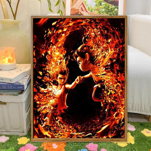 2025 new Nezha 2: The Demon Child's Naohai Digital Oil Painting DIY Ao Bing Hand-painted Filling and Coloring High-Precision Painting LL12127 40*50cm Thick solid wood inner frame + decorative outer frame