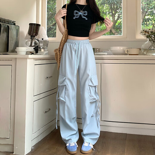 
Multi-pocket casual ice silk work pants for men and women neutral summer outdoor trousers trendy couple casual pants KXW 687 pink [ice silk work pants] 2XL [125-145Jin [Jin equals 0.5 kg]]