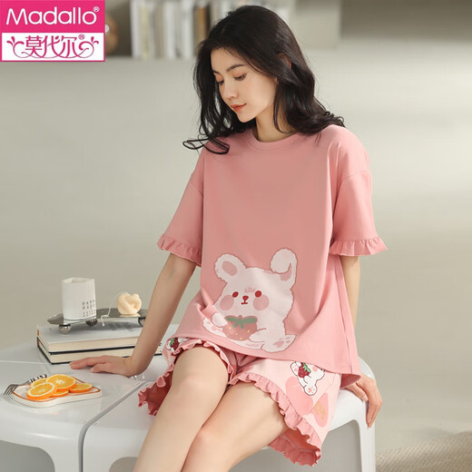 Modal 2025 bequemer Pyjamas für Frauen im Sommer reines Baumwoll-Kurzarm-Shorts zweiteiliger Set aus Baumwoll-Summer-Home-Kleidung YZT9859 XL Frauenstil