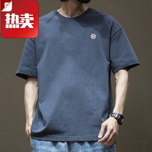 Fanke Liufang Trendy American Kurzärmer T-Shirt für Männer im Sommer. Cotton Round Hals vielseitiger lässig 2025 Neue Modemarke Loose Hong Kong Style T White-1365 Kurzärärmelte S [Empfohlen 80-110jin [Jin gleich 0,5 kg]]]