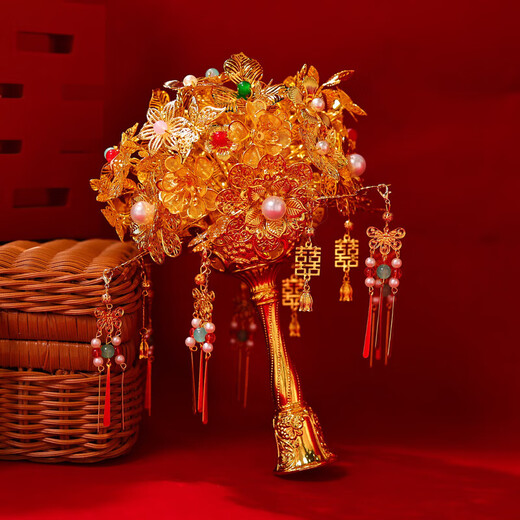 Bouquet de neige Golden Handd Flower fini produit DIY MATÉRIEL SAG DIANCUI ENGAGEMENT MARIAGE MARIAGE CADEAU pour la mariée et le cadeau de la mariée Diancui coloré - Produit fini + boîte cadeau + sac cadeau + carte de voeux