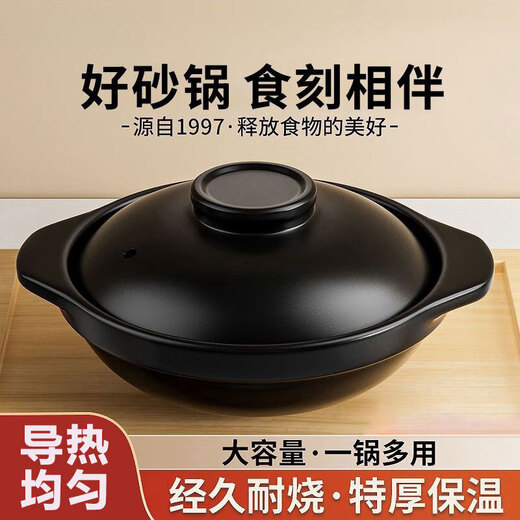 Clay pot, household gas stove, high-temperature dry-burning non-cracking ceramic pot, large capacity, special for soup and small claypot rice, suitable for 4-5 people, with lid 2.8L