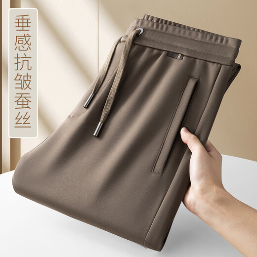 JEEP genuine high-end silkworm anti-wrinkle men's casual pants spring and autumn sports pants loose straight high-waisted men's pants apricot spring and autumn XL recommended 135-152 Jin Jin equals 0.5 kg