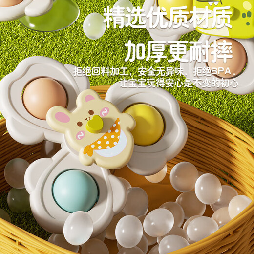 婴儿吸盘旋转儿童宝宝卡通餐桌洗澡车载手指转转乐玩具0-1岁6个月 动物转转乐