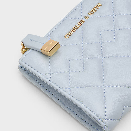 CHARLES&KEITH25秋新品菱格短款钱包拉链零钱包卡包CK6-10770699 Sea Salt Blue海盐蓝 XXS