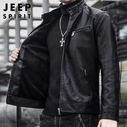 Jeep Spirit Jeep en cuir veste pour hommes et automne veste lâche collier de support masculin