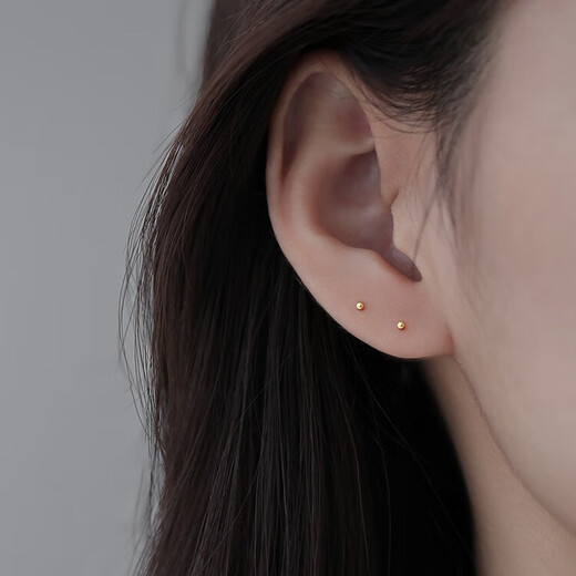 Nianfu 999 sterling silver earrings for women, simple ear piercing ear sticks, no need to pick them when sleeping, Mid-Autumn Festival gift for girls, 8-9mm silver, four pack