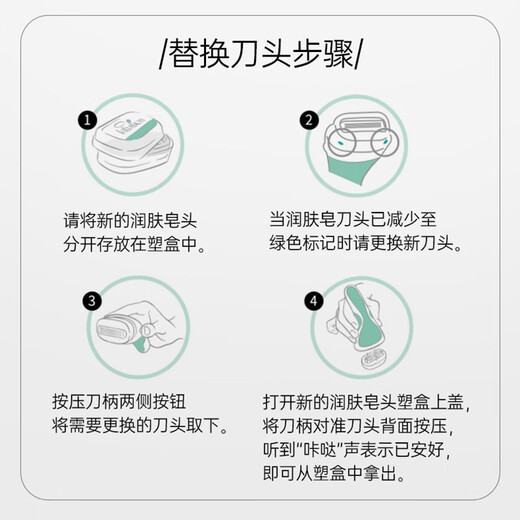 Schick Large Soap Head Sensitive Skin Hair Removal Knife Replacement Heads 4 Pack, No Handle, Contains Aloe Vera Extract