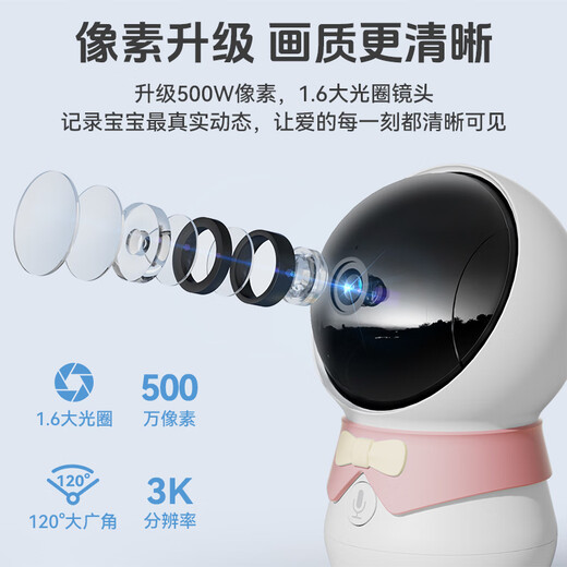 Deer Dad Intelligent AI Baby Monitoring Caregiver Baby Monitor Cry Covering Face Reminder WiFi Camera Remote Baby7 AI Camera 64G+ Special Bracket