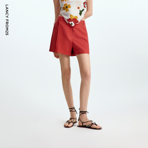 Langzi [Yang 25 Series] 2025 summer new white temperament dress/vlamp/short/scarves Orange shorts M