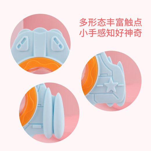 Baby bite molar stick, infant silicone teether, molar teeth fixator, rattle teether, aircraft ring teether, airplane - rattle pink + PP chain anti-fall chain + box