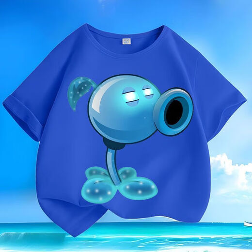 Andere Marken von Pflanzen gegen Zombies Sommer neue pure Baumwollmänner und Frauen kleine, mittlere und Kinder kurzärmelige runde Hals losen lässiges Top T-Sl Grün-KX724 Shooter 130 [Vorgeschlagene Höhe 120-130 cm]
