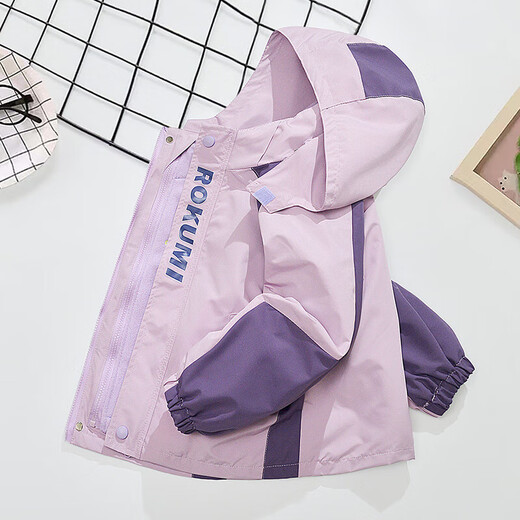 Duomi fairy tale girls' spring, autumn and winter new fashion children's detachable windbreaker plus velvet cartoon color matching three-in-one guarantee 160 purple