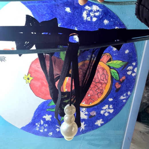 珍珠内裤情趣男士开洞定制仿珍珠丁字裤后臀庭大珠可移动按摩网纱T裤 黑色 均码腰可调