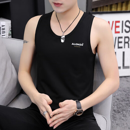 DONNJUNN Men's Clothing 2025 New Vest Inner Base Shirt Pure Cotton Undeformed Teenagers Fitness Outdoor Wear Middle School Students Group 07-M9708 White + M9793 Dark Gray M [Suggestions: 85Jin [Jin equals 0.5 kg] to 100Jin [Jin equals 0.5 kg]]