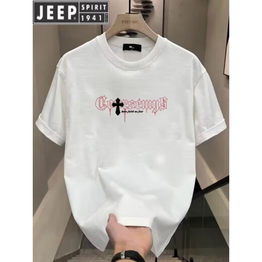 JEEP SPIRITJEEP PIRIT220克纯棉复古黑色上衣情侣装2025新款美式显百搭圆领 2024V695黑色2025 M
