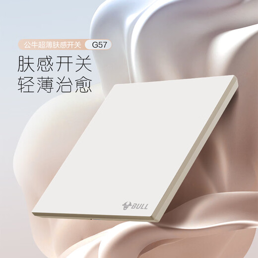 公牛（BULL）开关插座G57蝶翼超薄肤感开关10A斜五孔十只装套餐G57Z223A米绒白