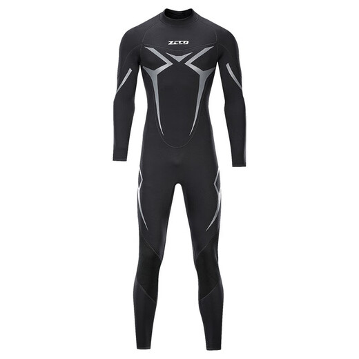 ZCCO1.5/3MM cold-proof gel coat thickened large size one-piece wet wet suit for men and women long-sleeved warm coach swimsuit black XS one size