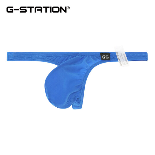 G-STATION high-end unlimited Japanese small style men's thong, smooth and skin-friendly, sexy tight low-waisted thong underwear, blue 2XL (for small sizes, it is recommended to go up 1-2 sizes)