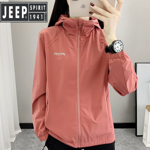 JEEP SPIRIT软壳冲锋衣女单层防水2025新款春秋季薄款透气户外徒步登山服外套 经典蓝(网布内里698款) M