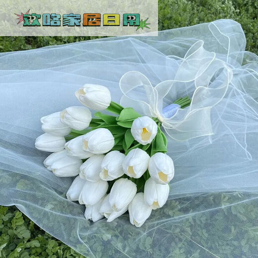 郁金香马蹄莲手捧花领证假花仿真花摄影拍照道具婚礼韩式新娘花束 HD-郁金香+粉玫瑰