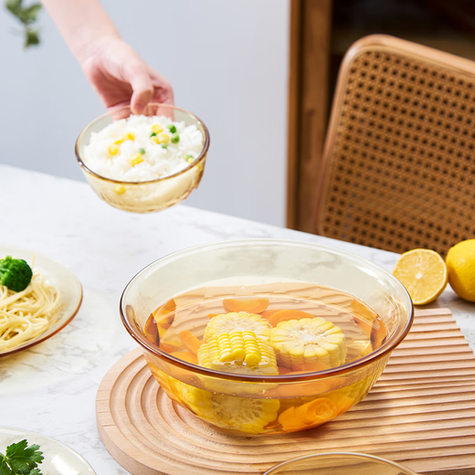 Glass bowl and plate, high borosilicate, high temperature resistance, microwave and refrigeration, fruit plate, soup bowl, vegetable plate, soup bowl, household rice bowl, Yizhuan noodles bowl 1050ML (1 pack)