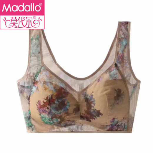 莫代尔内衣女士薄款蕾丝聚拢文胸无钢圈防下垂收副乳美背心性感胸罩夏季 肤色+蓝色 丨（2件装） 2XL (170) 115-135斤
