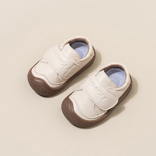 JOYNCLEON children's shoes baby toddler shoes 2025 spring and autumn new soft-soled infant small leather shoes anti-collision functional shoes beige 19 inner length 12.6cm suitable for feet 12.1cm long
