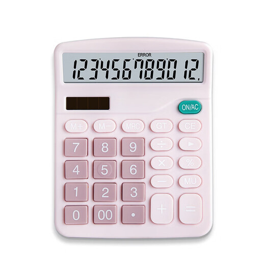 
Sima (SIMAA) stationery 837 dual power calculator solar desktop computer 12-bit large screen finance special calculator student fourth grade office supplies pink