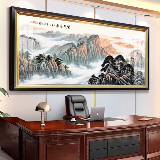 TURBOSUN长城挂画老板背景墙有山无水壁画 江山万里长城画靠山图公司办公 CT-3887背有靠山 长240*110cm[顺丰入户][