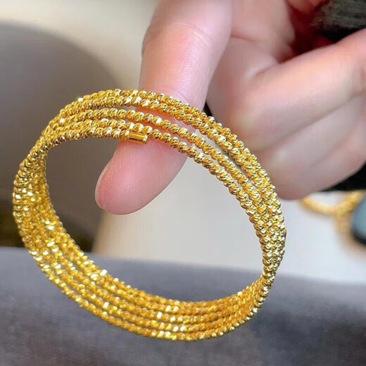 Juke counter gold-plated silver-colored gold-colored bouncy three-circle crushed ice bracelet for women as a Valentine's Day gift for Chinese Valentine's Day