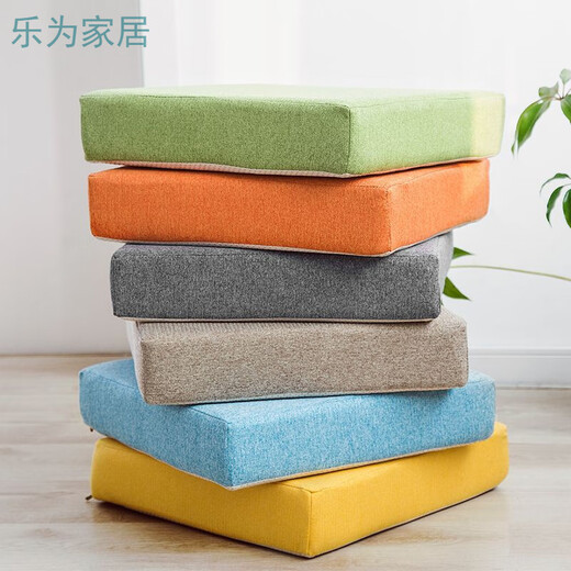 Qiaorui removable and washable four-season cotton and linen cushions high-density thickened sponge cushions office student heightening chair cushions soft black-square 30x30 thick 8 cm