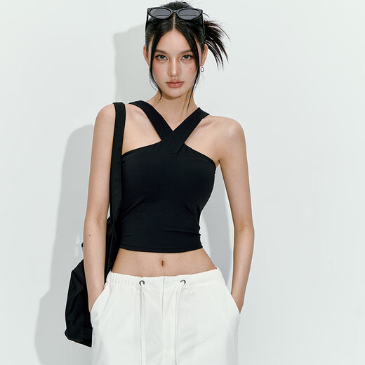 LULUUVTTOH all-in-one halter neck yoga bra for women summer new Pilates vest sports outer fitness wear black L