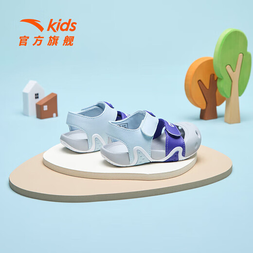 ANTA children's sandals for boys and girls, beach shoes for boys and girls, summer toe-caps, breathable, lightweight, soft-soled baby starfish toddler shoes, male, fantasy blue/tang purple-1 24