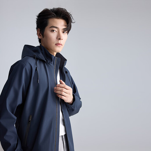 Lilang outdoor three-proof jacket men's smooth and easy-care removable hooded jacket navy 2XL (180)